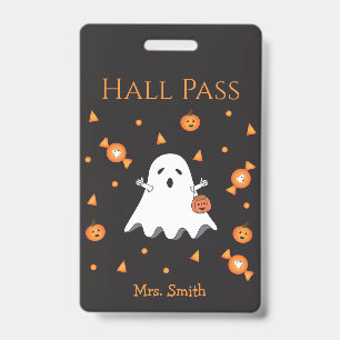 Tarjeta De Identificación Pase de Halloween Divertido para Fantasma