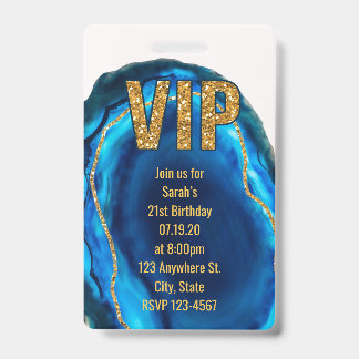 Tarjeta De Identificación Pase de Invitación de Cumpleaños VIP Geoda Ágata A