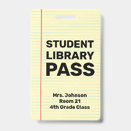 Tarjeta De Identificación Pase de la biblioteca de estudiantes personalizado