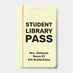 Tarjeta De Identificación Pase de la biblioteca de estudiantes personalizado
