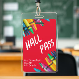 Tarjeta De Identificación Pase de maestro estudiante crayón clase baño pasil