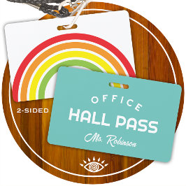 Tarjeta De Identificación pase de oficina del arcoíris para la clase escolar