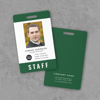 Tarjeta De Identificación Pase de personal con logotipo y foto de color pers