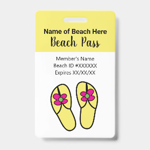 Tarjeta De Identificación Pase de Playa