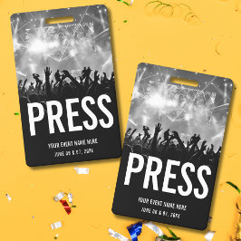 Tarjeta De Identificación Pase de prensa de concierto con acceso total Negro