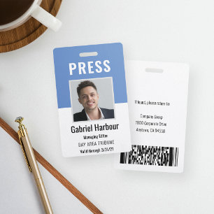 Tarjeta De Identificación Pase de prensa de periodista con identificación fo