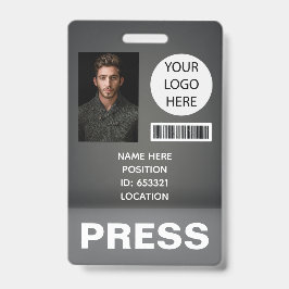 Tarjeta De Identificación Pase de Prensa de Periodista con Logotipo de ID de