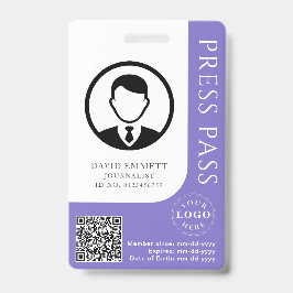 Tarjeta De Identificación Pase de prensa morado silenciado por personalizado