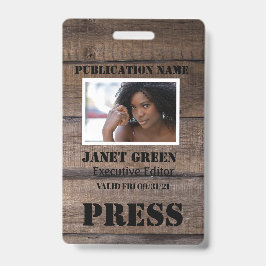 Tarjeta De Identificación Pase de Prensa Periodista Fotográfico Rústico Pers