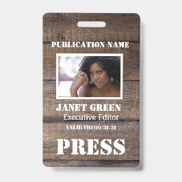 Tarjeta De Identificación Pase de Prensa Personalizado Rústico para Fotoperi