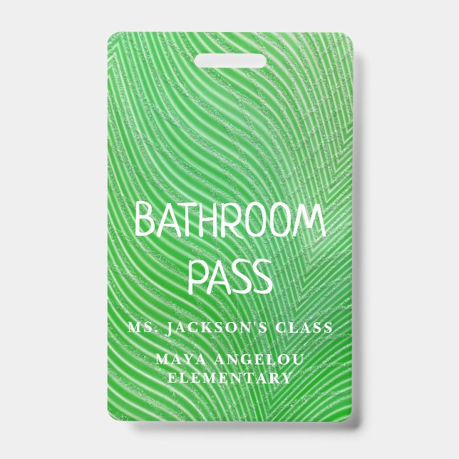 Tarjeta De Identificación Pase de sala de baño de regreso a la escuela con p (Parte frontal)