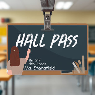 Tarjeta De Identificación Pase de Sala de Clase Pizarra Profesor Estudiante