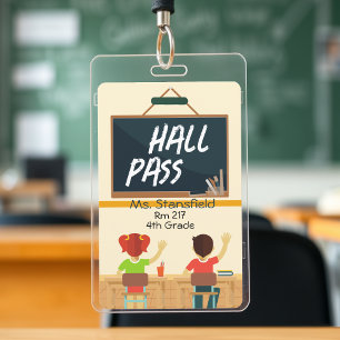 Tarjeta De Identificación Pase de Sala de Clase Profesor Estudiante Pizarra