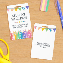 Tarjeta De Identificación Pase de Sala de Estudiante de Colores Divertidos L