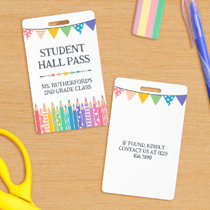 Tarjeta De Identificación Pase de Sala de Estudiante de Colores Divertidos L