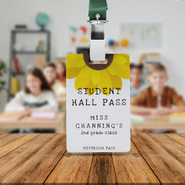 Tarjeta De Identificación Pase de Sala de Estudiantes Girasol