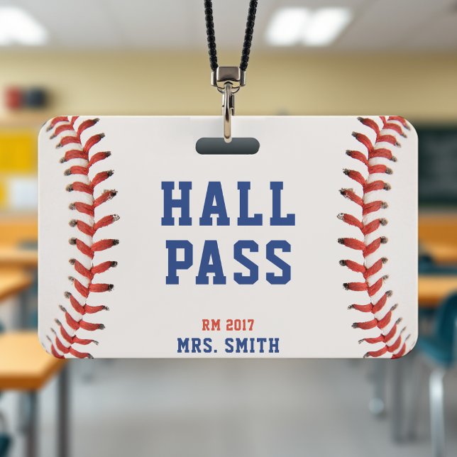 Tarjeta De Identificación Pase de Sala del Profesor de Escuela de Béisbol So (Baseball Softball School Teacher Student Hall Pass Badge
)