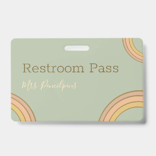 Tarjeta De Identificación Pase de Sala Personalizado Arcoíris Boho Verde