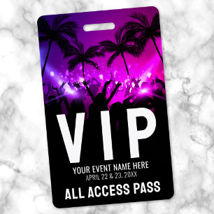 Tarjeta De Identificación Pase de Todo Acceso Evento VIP