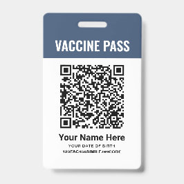 Tarjeta De Identificación Pase de Vacuna Covid Código QR Azul Marino ID