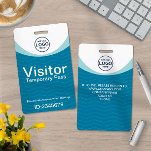 Tarjeta De Identificación Pase de visitante corporativo azul con logotipo pe