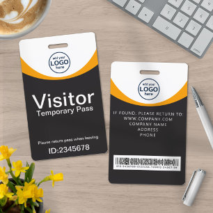 Tarjeta De Identificación Pase de visitante corporativo gris amarillo código
