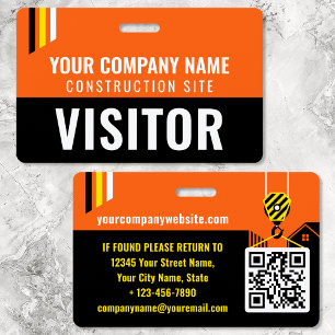 Tarjeta De Identificación Pase de visitante de construcción ID Naranja Insig