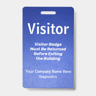 Tarjeta De Identificación Pase de Visitante de Diseño de Cuero Azul