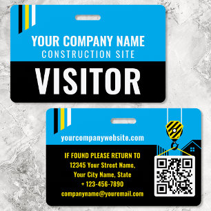 Tarjeta De Identificación Pase de visitante ID de seguridad en obra azul