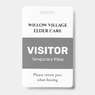 Tarjeta De Identificación Pase de visitante temporal gris para hospital y ho