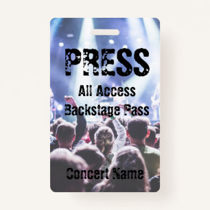 Tarjeta De Identificación Pase entre bastidores del evento de banda del Fest