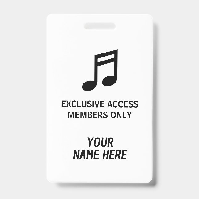 Tarjeta De Identificación Pase personalizado para concierto de música exclus (Parte frontal)