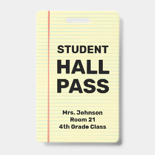 Tarjeta De Identificación Pase personalizado para estudiantes en el pasillo