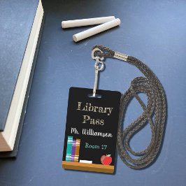 Tarjeta De Identificación Pase vertical de biblioteca con pizarra