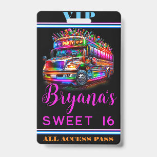 Tarjeta De Identificación Pase VIP Autobús Divertido Luces Brillantes