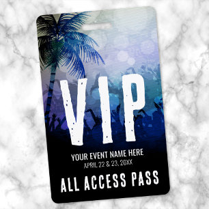 Tarjeta De Identificación Pase VIP Azul de Acceso Total al Evento