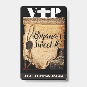 Tarjeta De Identificación Pase VIP de Cumpleaños con Pergamino Antiguo de Pi