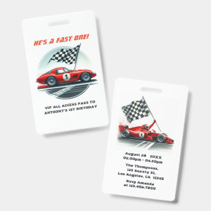 Tarjeta De Identificación Pase VIP de equipo de pit para cumpleaños de coche
