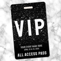 Pase VIP de evento con brillo negro