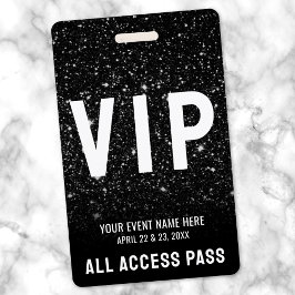 Tarjeta De Identificación Pase VIP de evento con brillo negro