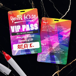 Tarjeta De Identificación Pase VIP de Festival de Música