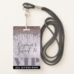 Tarjeta De Identificación Pase VIP de helado Purpurina rosado Drip Mermaid S<br><div class="desc">Personalizar para cualquier evento.</div>