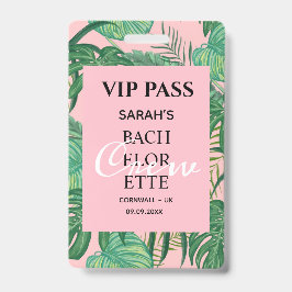 Tarjeta De Identificación Pase VIP de la Fiesta de Bachelorette de Palm Trop