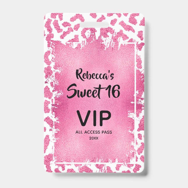 Tarjeta De Identificación Pase VIP de la invitación a los 16 cumpleaños del  (Anverso)