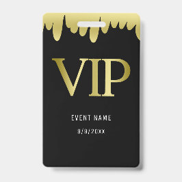 Tarjeta De Identificación Pase VIP de oro negro moderno