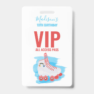 Tarjeta De Identificación Pase VIP de patinaje sobre ruedas para fiesta de c