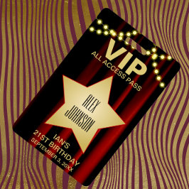 Tarjeta De Identificación Pase VIP Estrella de Oro Hollywood