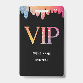Tarjeta De Identificación Pase VIP Negro Moderno con Brillo