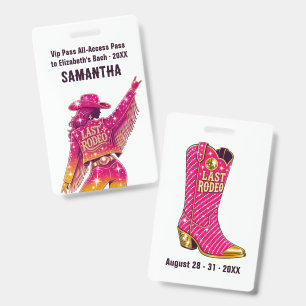 Tarjeta De Identificación Pase VIP Último Rodeo Disco Cowgirl
