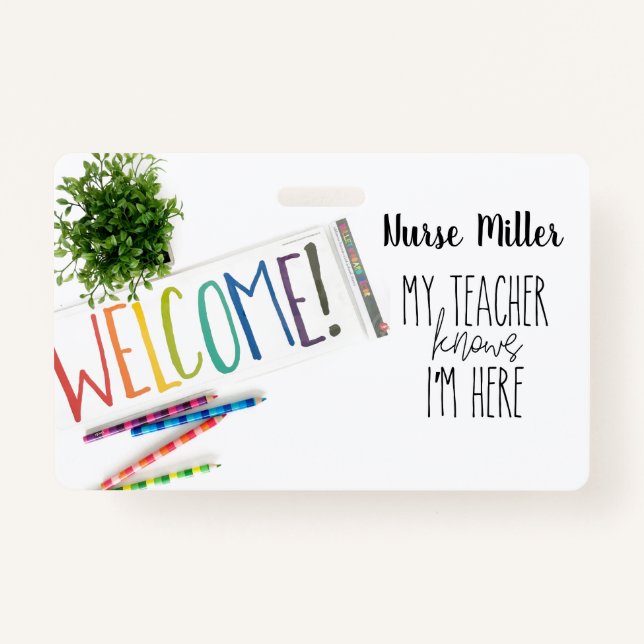 Tarjeta De Identificación Pases de enfermería escolar; Insignia, arcoiris (Anverso)